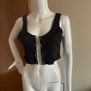 Black sequence tie up tank top